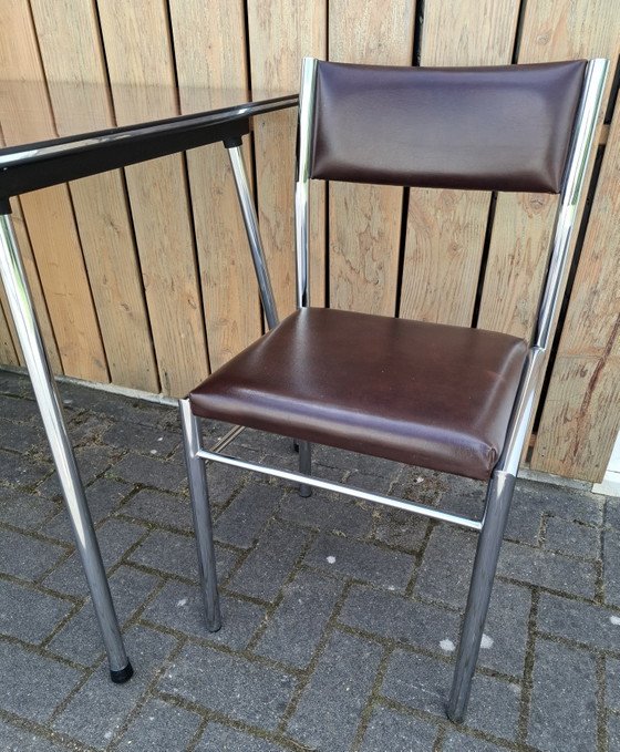Image 1 of Vintage kitchen table with 2 chairs. 1960s
