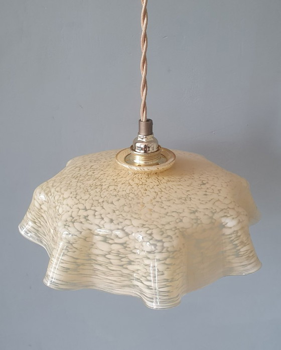 Vintage / Antieke Franse Glazen Hanglamp In Clichy Stijl. – Hanglampen, Metal (photo 5 of 15)