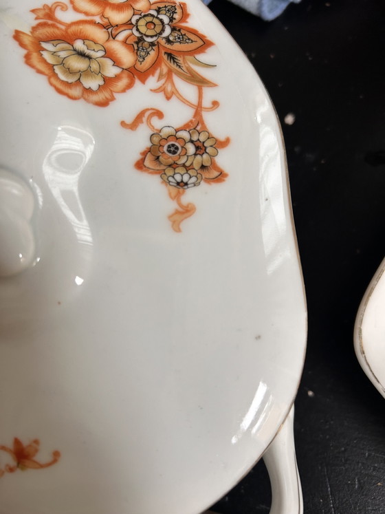 Vintage A. Jungerhans Rotterdam 5-Delige Serveerset Met Bloemendecor – Servies, Porcelain (photo 7 of 8)