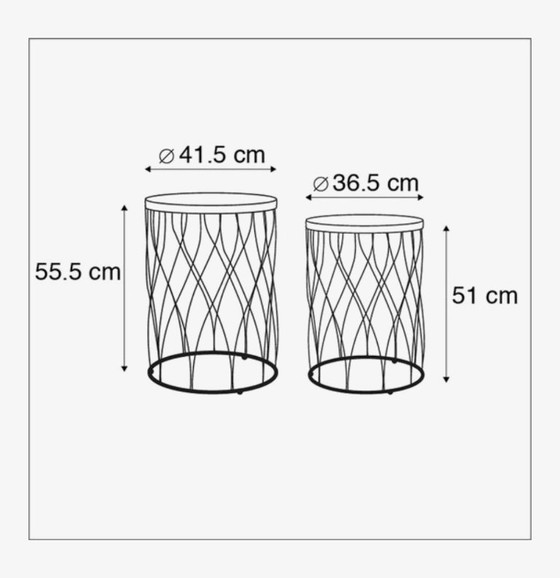 Image 1 of 2x side table QAZQA matt brass/black marble