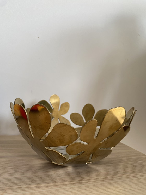 Image 1 of Vintage Ikea "Stockholm" 20 CM goudkleurige metalen fruitschaal in goede staat