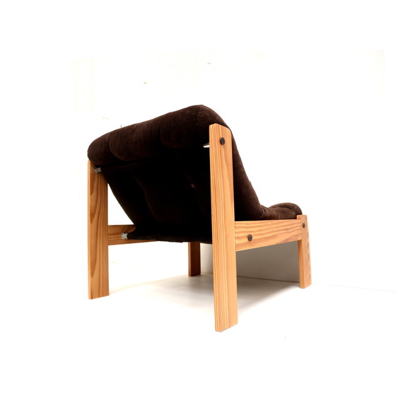 Image 1 of Vintage Brutalist 1970s armchair with brown upholstery