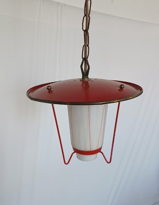 Pendelleuchte aus den 1950er Jahren – Pendelleuchten, Glass, Metal, Vintage (photo 7 of 8)