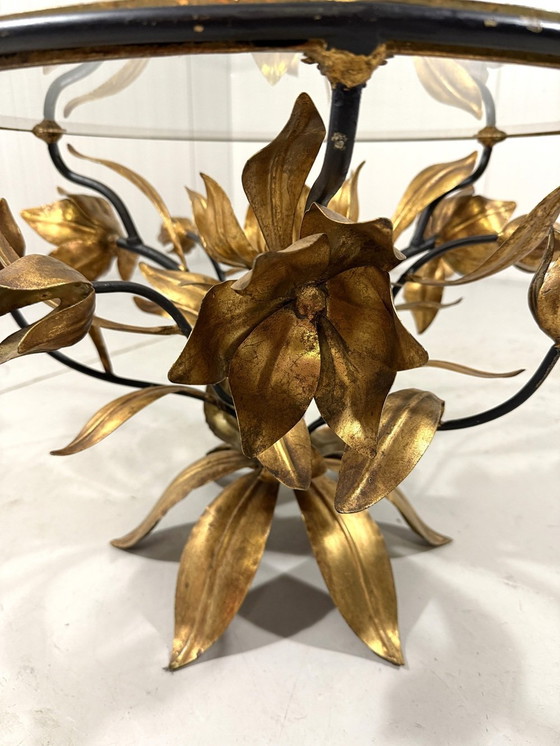 Image 1 of Tavolino da caffè/lato in metallo dorato e vetro di Hans Kögl