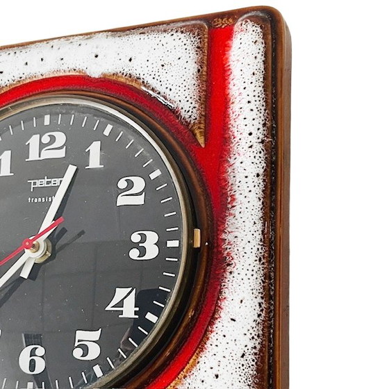 Image 1 of Vintage Junghans Peter wandklok keramiek Fat Lava West-Germany 1960's