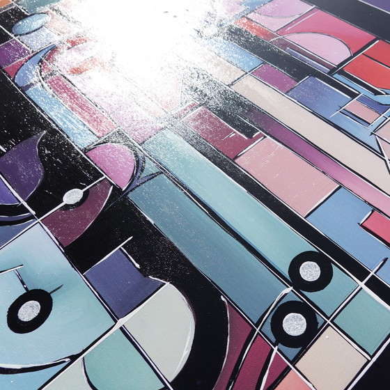 Image 1 of Cubism A1291 - Abstract Painting on Large Canvas