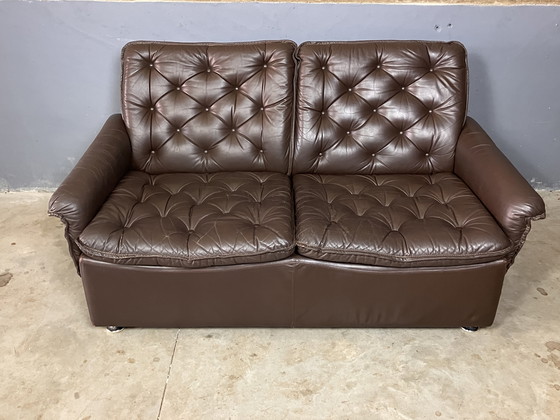 Image 1 of Canapé deux places seventies en cuir vintage