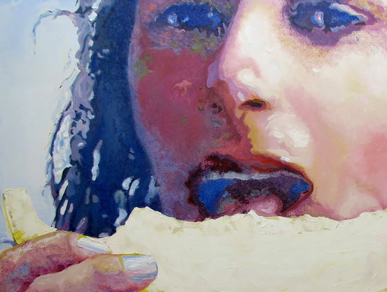 Pintura al óleo original, arte moderno, Chica Melón – Pinturas y dibujos, Canvas (photo 4 of 7)