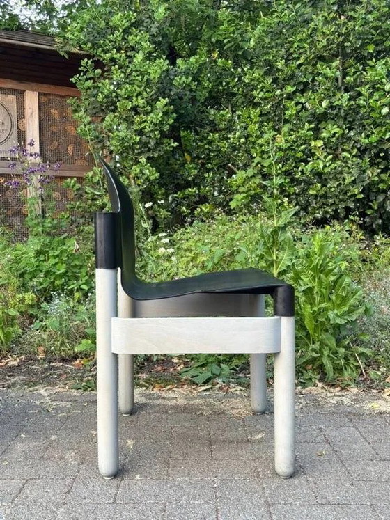 Thonet Flex Stapelstühle in Grey Wash, Designklassiker von Gerd Lange, Esszimmerstühle, Holz, Grau, Retro (Foto 7 von 16)