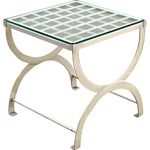 Vintage salontafel van metaal en glas