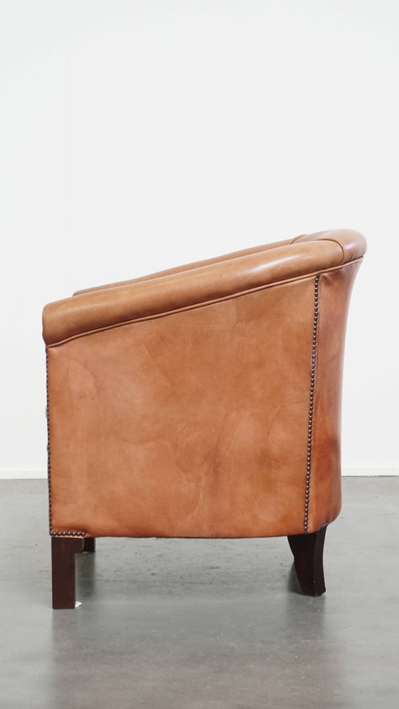 Image 1 of Sedia da club in stile inglese in pelle di manzo color cognac chiaro