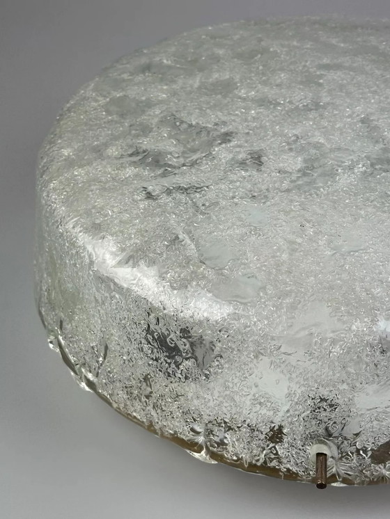 Image 1 of Lampada da soffitto anni '60 e '70 Plafoniera a filo in vetro ghiacciato Hillebrand Germania