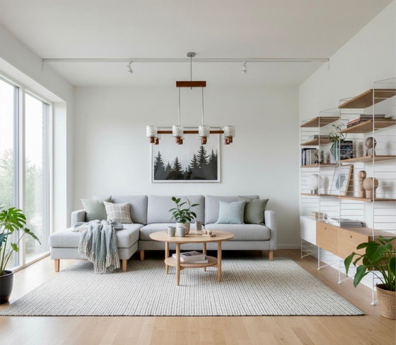 Image 1 of Lampadario allungato vintage in stile scandinavo