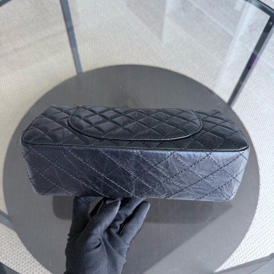 Image 1 of Chanel Reissue 2.55 225 - 24CM Quilted Aged Calfskin Black Gold Hardware