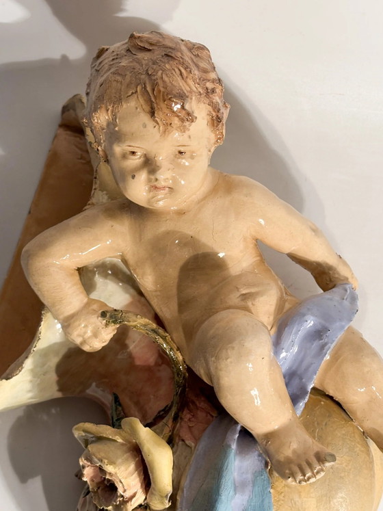 Keramik-Wandregal aus dem 19. Jahrhundert mit Putto und Muschel – Dekorative Objekte, Ceramic (photo 8 of 17)