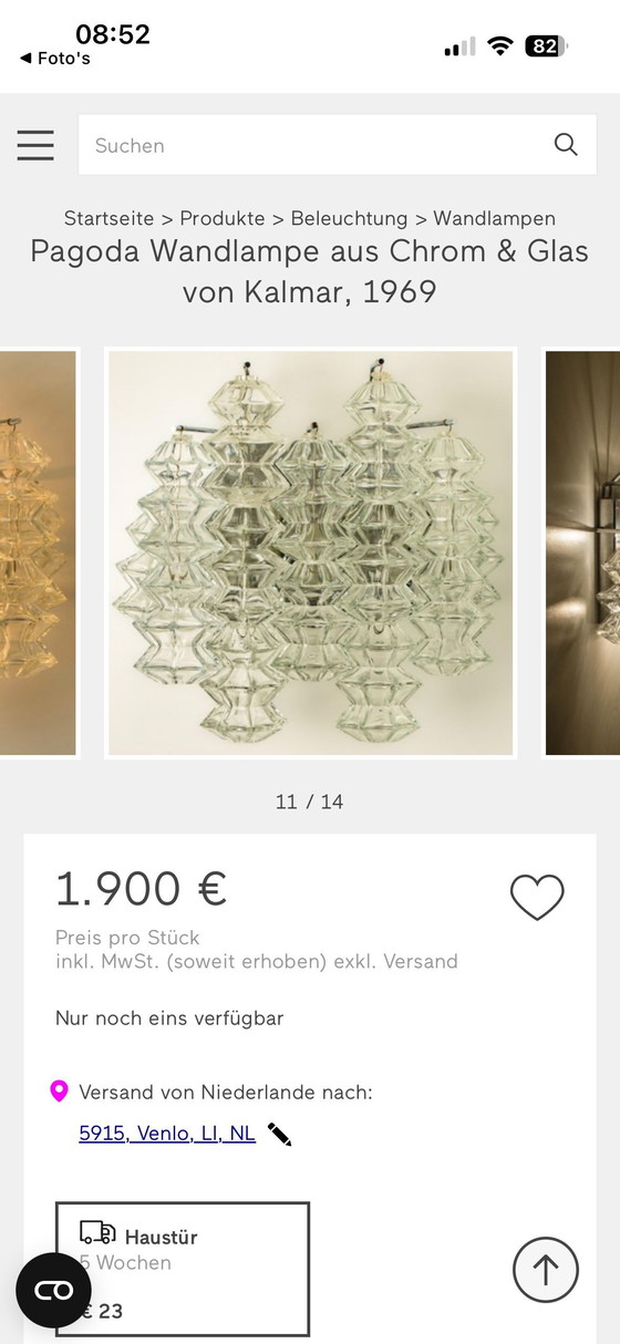 Image 1 of Iconic J.T. Kalmar "Pagoda" Chandelier A Masterpiece of Austrian Design from the 1960s