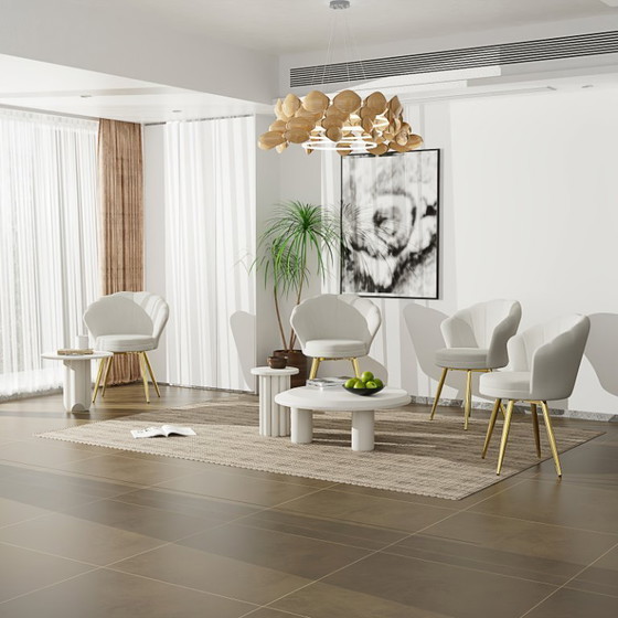 Image 1 of Elegante poltrona Swan in velluto con gambe in metallo dorato