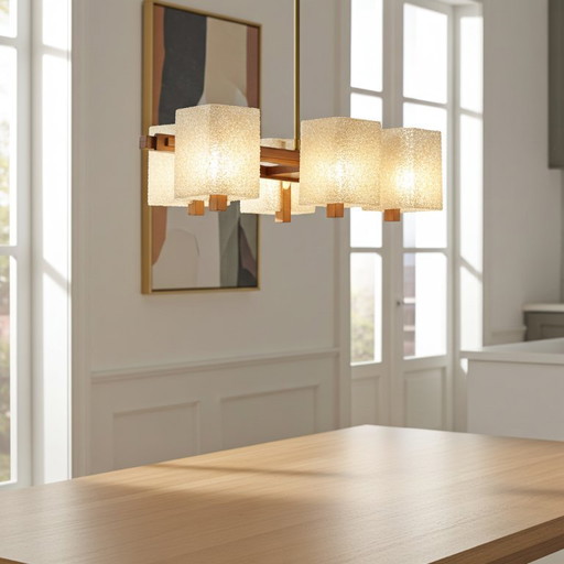 Authentic 1960s Scandinavian Mid-Century Teak & Acrylic Granite Pendant Lamp