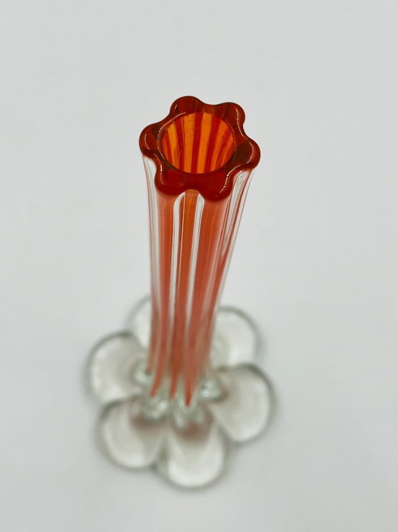 Image 1 of Vintage Murano-style blown orange glass soliflore