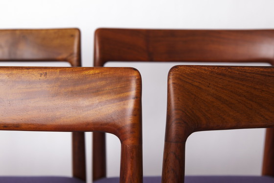 Image 1 of Set di 6 sedie da pranzo vintage in palissandro di Lübke, Germania, anni '70 - Ristrutturate con rivestimento lilla