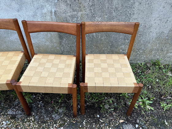 Image 1 of Scandinavian chairs in wood and webbing, 1960s design