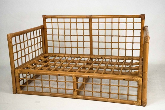 Image 1 of Loveseat italiano de mediados de siglo con un toque tropical chic de Vivai del Sud, ratán y bambú, década de 1960