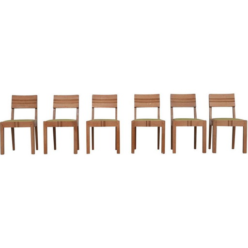 Set of 6 vintage Art Deco dining chairs in the style of Charles Dudouyt, France 1940s