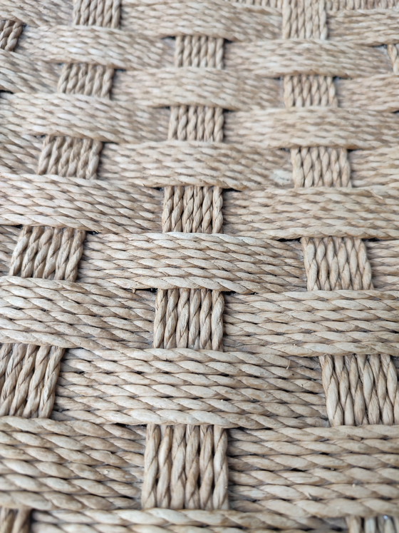 Image 1 of Tabouret vintage des années 70, style danois, en sisal tressé et bois.