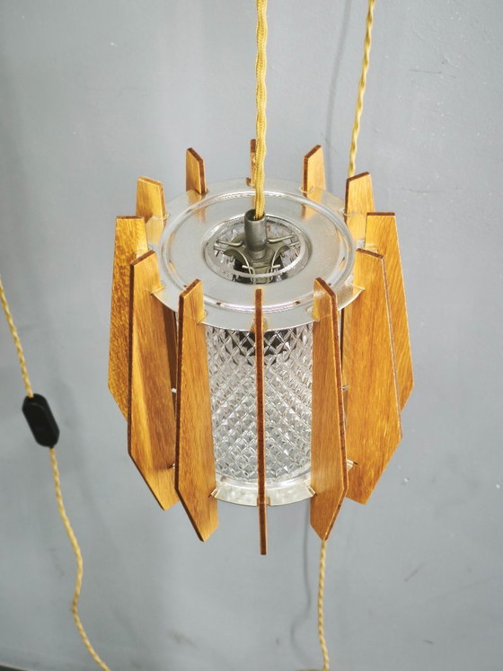 Pair of Dřevo Humpolec Adjustable Swing Arm Wall Lamps, 1960s, Wall lights, Wood, Brown (photo 9 of 16)
