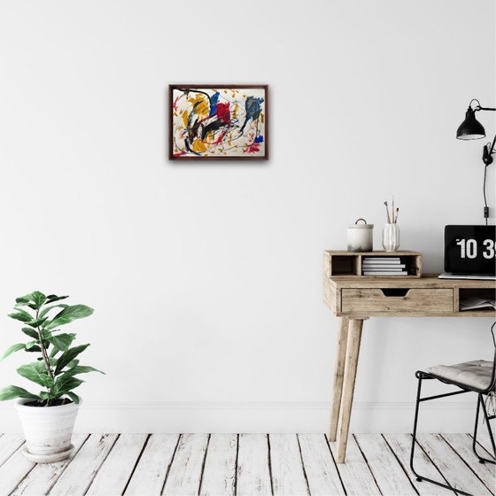 Image 1 of Gouache abstracto sobre papel natural de 250 g. Tamaño 40 x 30 cm.