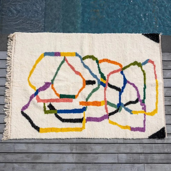 Beni Ouarain Berber rug - Whirlwind of colours – Rugs & carpets, Wool, Cotton, Bohemian (photo 7 of 7)