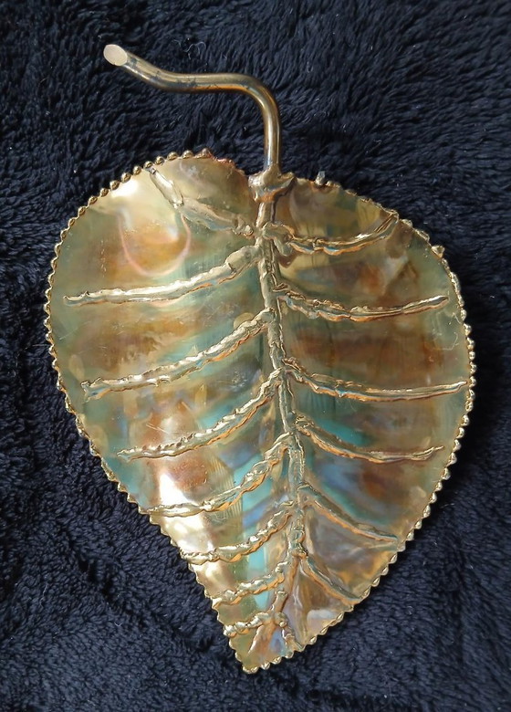 Image 1 of Coppia di applique da parete vintage DLG Jansen, circa 1970, stile foglia oro