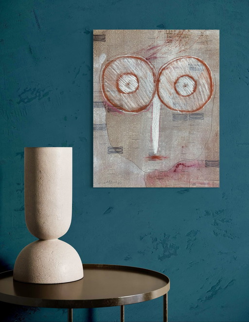 Robert Detheux "Visage aux petites annonces" Gemälde von 1980