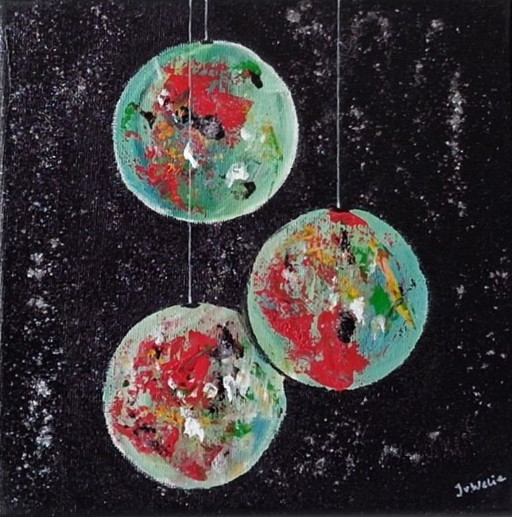 Quadri astratti natalizi a 3 pannelli con glitter
