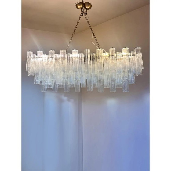 Image 1 of Contemporary Luxury Rectangular "Tronchi" Murano Glass Burnished Chandelier