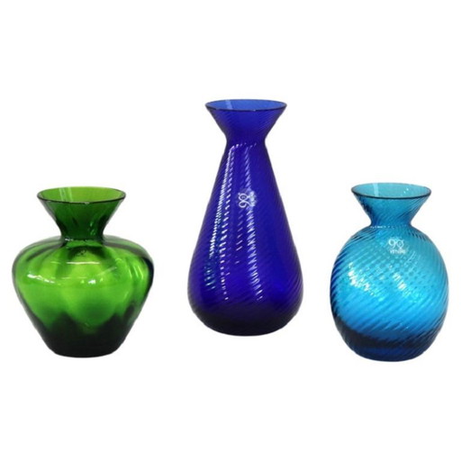 Small Murano Glass Vase Signed Venini 2012 with Original Label, set of 3