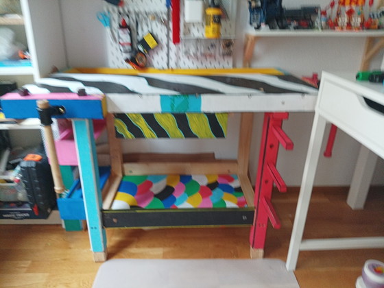 Hand Painted Crafting Bench – Paintings & Drawings, Wood (photo 3 of 8)