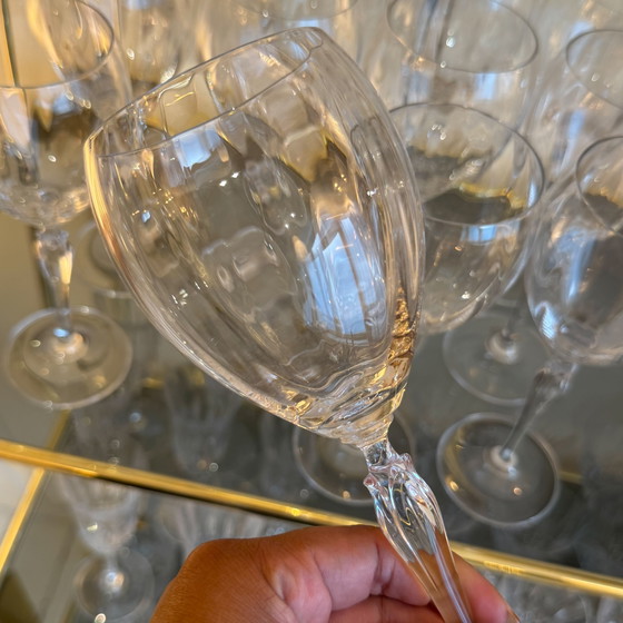 Image 1 of Optic kristallen wijnglazen met bloemsteel