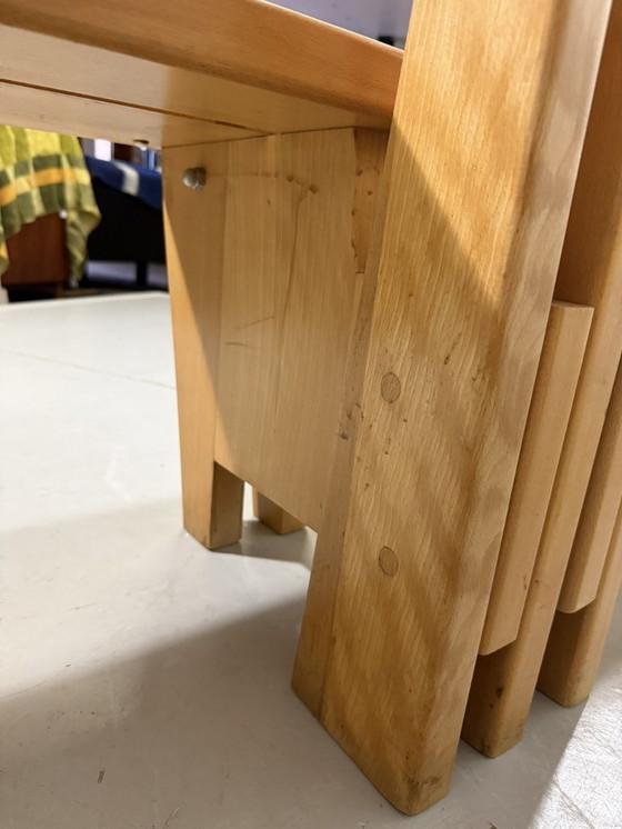 Image 1 of XL Modernist solid beech wood bench 1960s