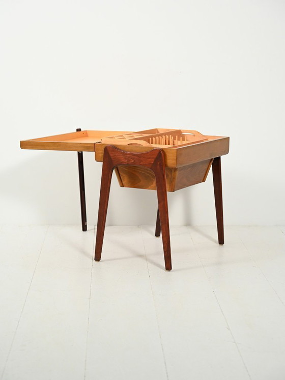 Image 1 of Scandinavian Sewing Table in Teak and Oak