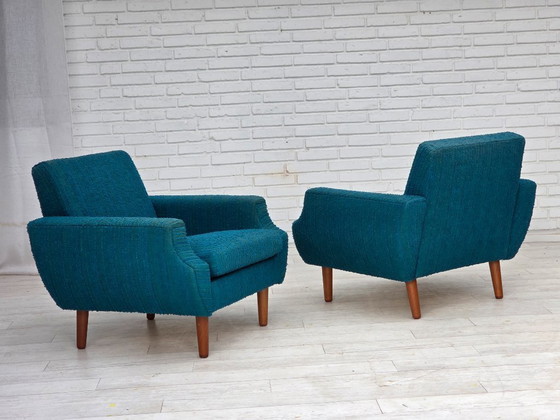 Image 1 of 1970, Deense fauteuil, originele meubelwol, teakhout.