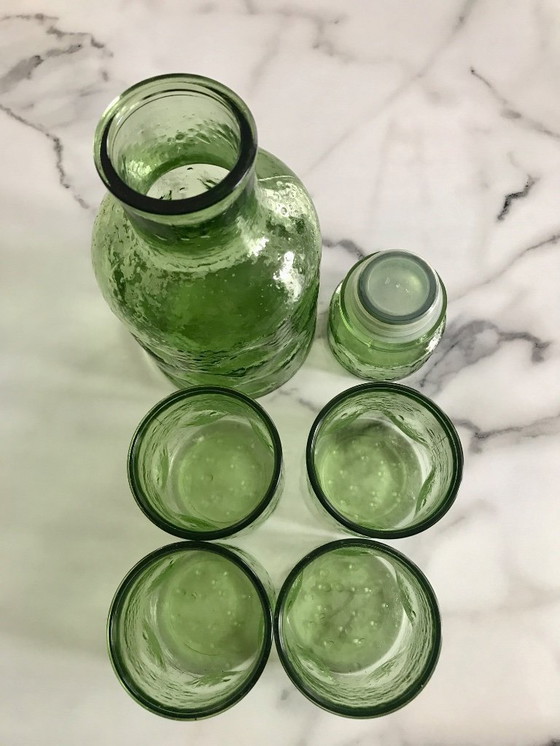 Image 1 of Vintage karaf en glazen van bubbelglas