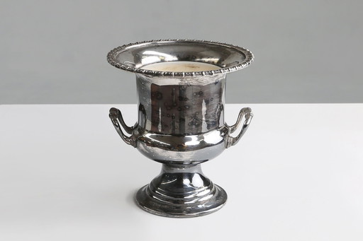 Art Deco Silver Plated Brass Ice Bucket, France 1900s