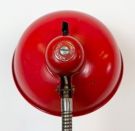 Large Red Industrial German Workshop Table Lamp From Helo Leuchten, 1950s – Chrome, Iron (photo 18 of 25)