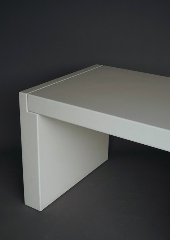 Vintage Bureau met Rolcontainer, jaren 70, Hout, Wit, Minimalisme (foto 11 van 14)