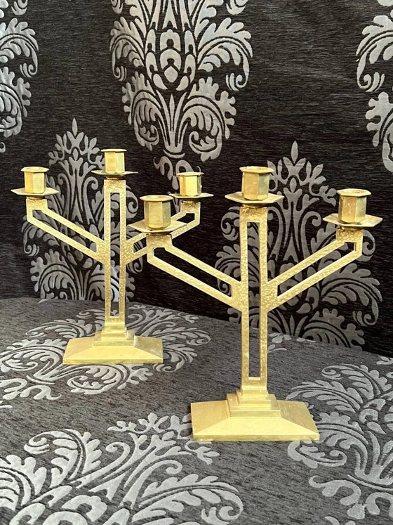 Paire de chandeliers Art déco. – Bougeoirs et chandeliers, Bronze, Art Deco (photo 6 of 6)