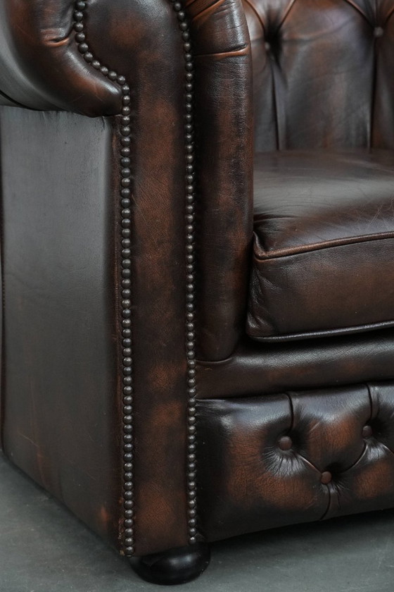 Image 1 of Brauner Chesterfield-Sessel aus Rindsleder im englischen Stil
