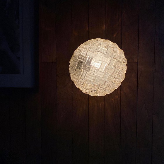 Image 1 of Vintage glass wall sconce, round ceiling light, 20 cm