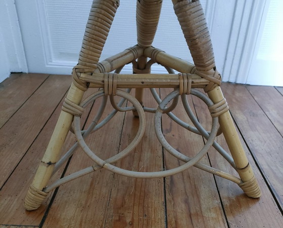 Image 1 of lampadaire bambou rotin vintage