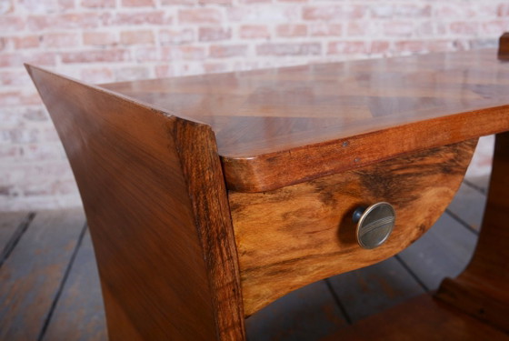 Restored Art Deco Side Table, Walnut, Revived Polish, France, 1920s – Metal, Wood (photo 8 of 15)